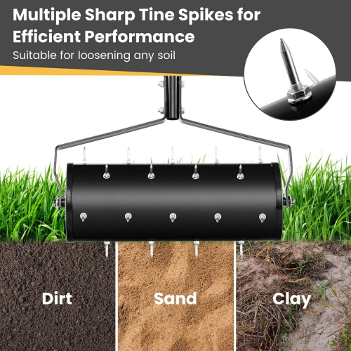 Costway 18" Manual Lawn Aerator Grass Aeration Tool Filled with Sand or Stone with Handle