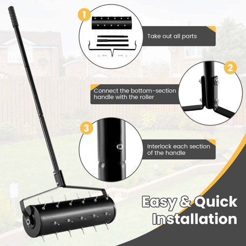 Costway 21" Manual Lawn Aerator Grass Aeration Tool Filled with Sand or Stone with Handle