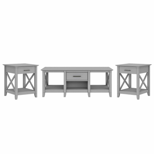 Bush Furniture Key West Coffee Table with Set of 2 End Tables