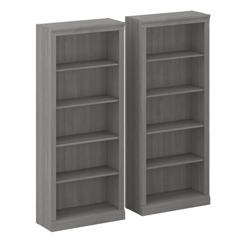 BUSH INDUSTRIES  Bush Furniture Saratoga Tall 5 Shelf Bookcase - Set Of 2, Modern In Gray