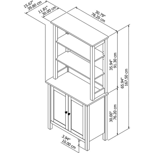 Bush Furniture Mayfield 5 Shelf Bookcase with Doors