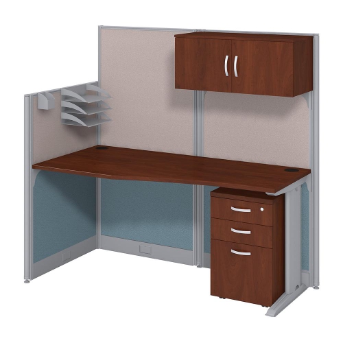 Office in an Hour Cubicle Desk with Storage in Hansen Cherry - Engineered Wood