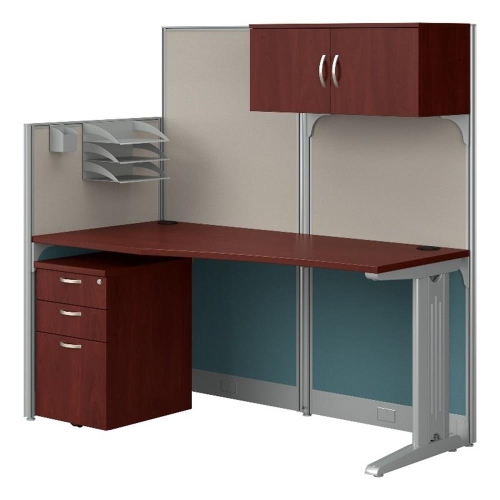 Office in an Hour Cubicle Desk with Storage in Hansen Cherry - Engineered Wood