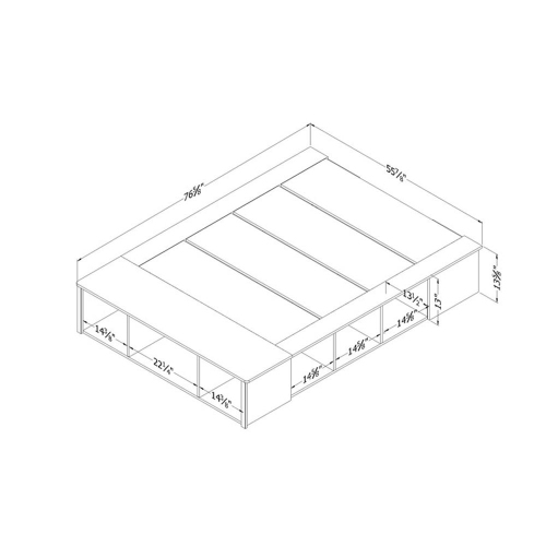 South Shore 56"W Engineered Wood Storage Platform Bed in Winter Oak/White