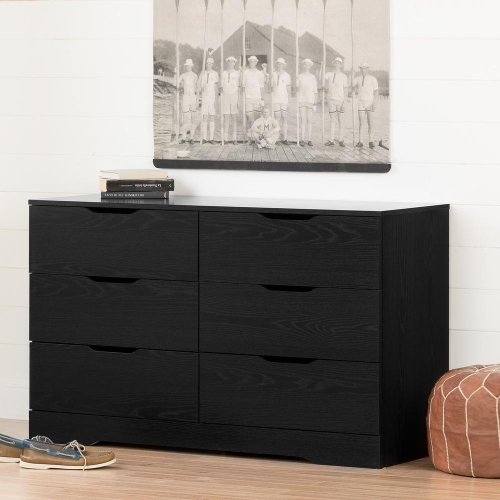 Holland 6-Drawer Double Dresser, Black Oak