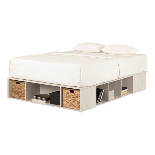 South Shore 62"W Engineered Wood Storage Platform Bed in Winter Oak/White