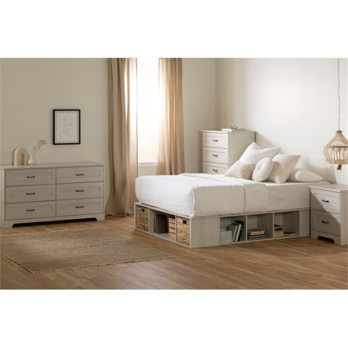 South Shore 62"W Engineered Wood Storage Platform Bed in Winter Oak/White