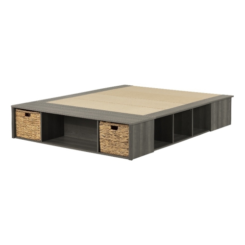 South Shore Prairie 62"W Engineered Wood Storage Platform Bed in Gray Maple