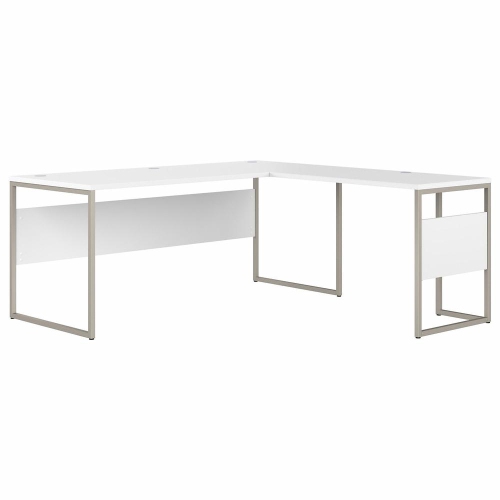 Bush Business Furniture Hybrid 72W x 30D L Shaped Table Desk with Metal Legs, White