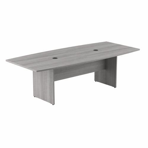 Bush Business Furniture 96W x 42D Boat Shaped Conference Table with Wood Base, Platinum Gray