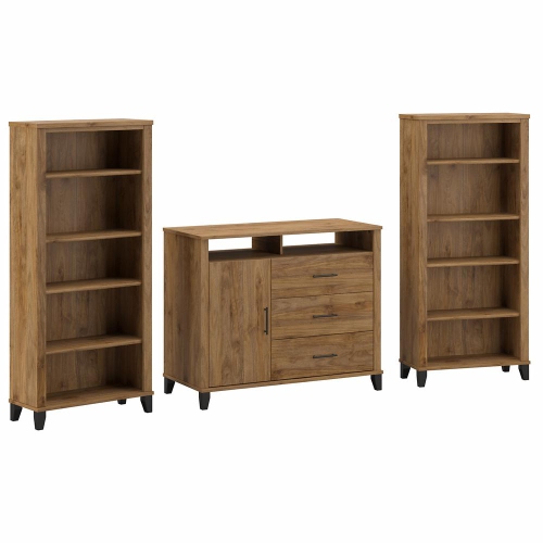 BUSH INDUSTRIES  Bush Furniture Somerset Entertainment Center, Fresh Walnut