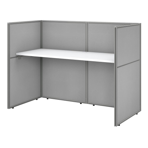 Bush Business – poste de travail pour bureaux à cloisons Easy Office 60&nbsp;W, 45H panneaux fermés, tissu blanc pur/gris argenté
