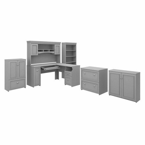 BUSH INDUSTRIES  Bush Furniture Fairview 60W - L Shaped Desk With Hutch, Bookcase, Storage And File Cabinets