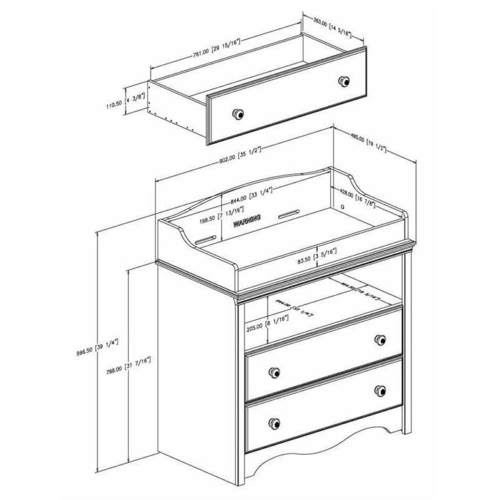South Shore Andover Changing Table in Pure White
