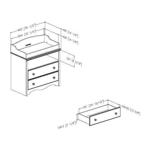 South Shore Andover Changing Table in Pure White