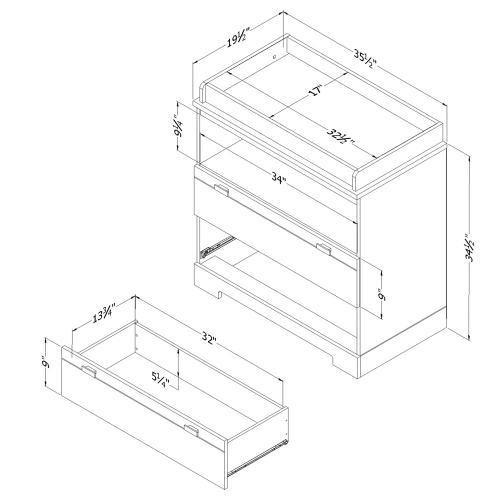 Table à langer Reevo de South Shore, blanc pur