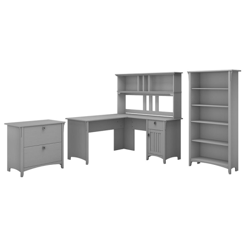 BUSH  Furniture Salinas 60W L Shaped Desk Office Suite In Cape Cod In Gray