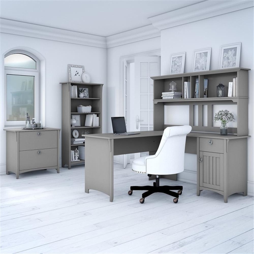 Bush Furniture Salinas 60W L Shaped Desk Office Suite in Cape Cod Gray