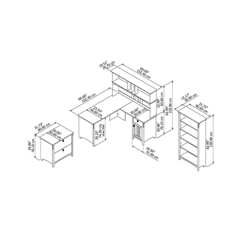 Bush Furniture Salinas 60W L Shaped Desk Office Suite in Cape Cod Gray
