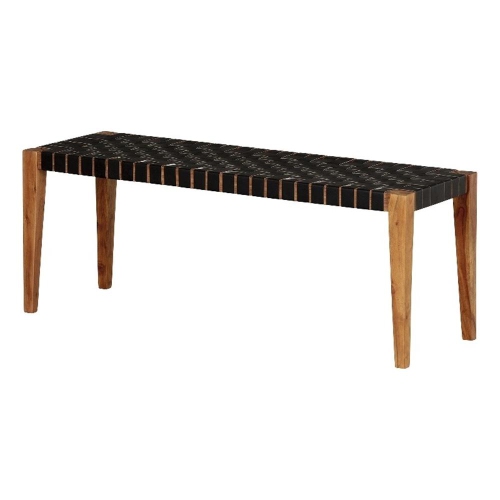 SOUTH SHORE CANADA  South Shore Balka 47.25"w Wood And Woven Leather Bench In Matte In Black