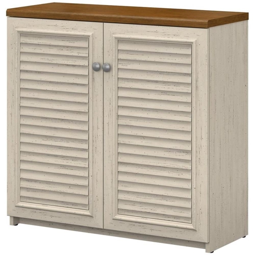 BUSH  Fairview Small Storage Cabinet With Doors In Antique - Engineered Wood In White