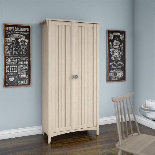 Bush Furniture Salinas Kitchen Pantry Cabinet with Doors in Antique White