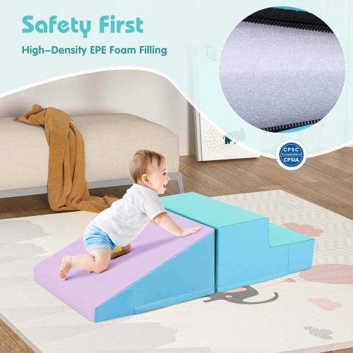 Costway Step and Slide Climber for Infants and Toddlers Baby Soft Foam Structure Blocks