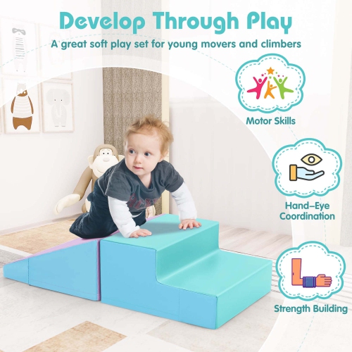Costway Step and Slide Climber for Infants and Toddlers Baby Soft Foam Structure Blocks