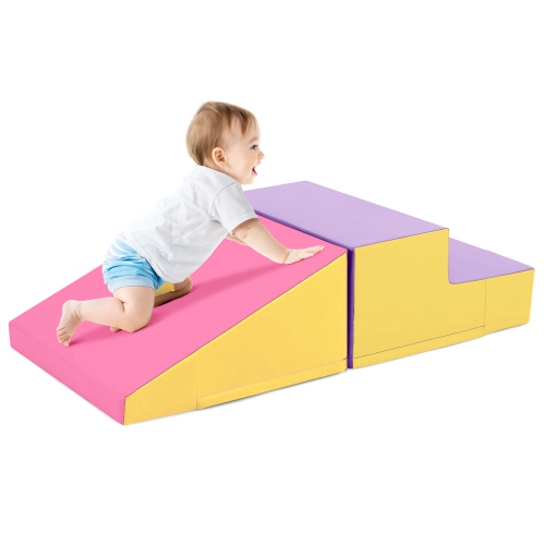 Costway Step and Slide Climber for Infants and Toddlers Baby Soft Foam Structure Blocks