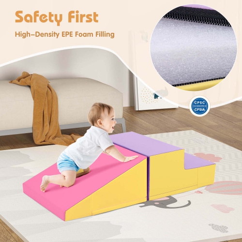 Costway Step and Slide Climber for Infants and Toddlers Baby Soft Foam Structure Blocks