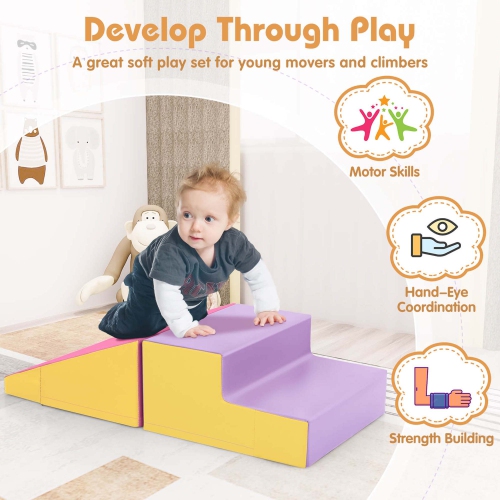 Costway Step and Slide Climber for Infants and Toddlers Baby Soft Foam Structure Blocks