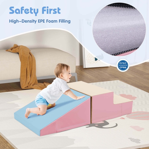 Costway Step and Slide Climber for Infants and Toddlers Baby Soft Foam Structure Blocks