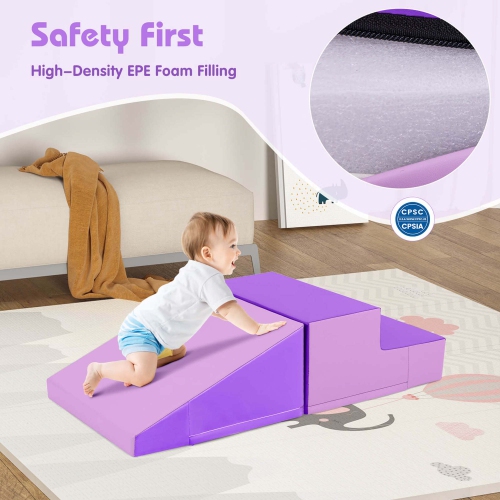 Costway Step and Slide Climber for Infants and Toddlers Baby Soft Foam Structure Blocks