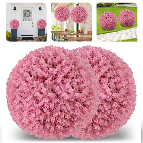 COSTWAY  2 PCs Artificial Plant Topiary Ball 17.5" Faux Decorative Balls for Indoor Outdoor
