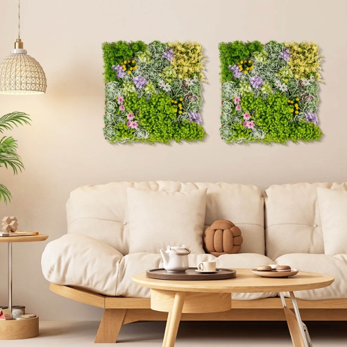 Costway 2 Pack 20" x 20" 3D Hanging Succulents Square Framed Artificial Foliage Wall Art