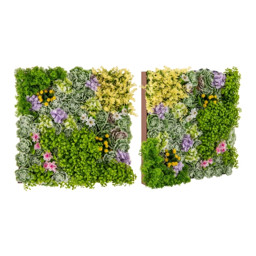 Costway 2 Pack 20" x 20" 3D Hanging Succulents Square Framed Artificial Foliage Wall Art