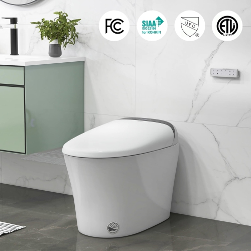 Costway Smart Toilet with LED Display Adjustable Heated Seat Dryer Auto Open/Close Lid