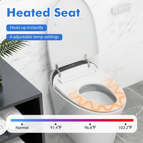 Costway Smart Toilet with LED Display Adjustable Heated Seat Dryer Auto Open/Close Lid
