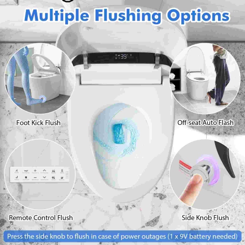 Costway Smart Toilet with LED Display Adjustable Heated Seat Dryer Auto Open/Close Lid