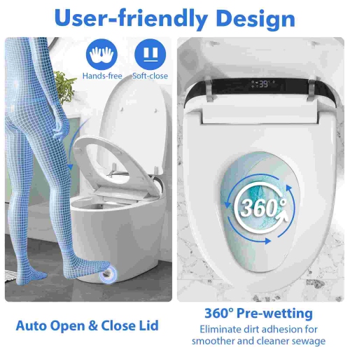 Costway Smart Toilet with LED Display Adjustable Heated Seat Dryer Auto Open/Close Lid