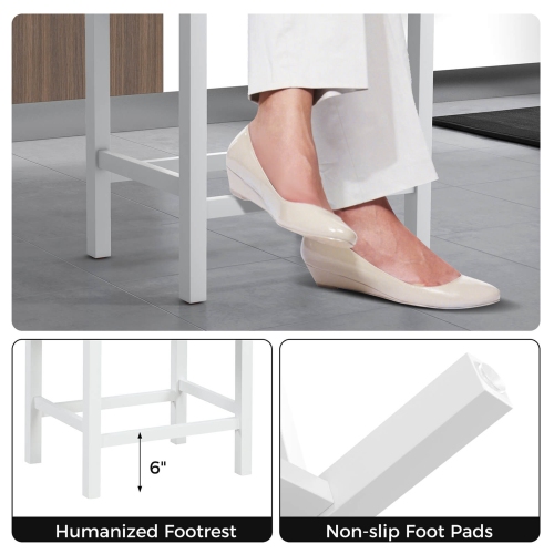 Costway 24.5" Bar Stool Set of 4 with Solid Rubber Wood Frame Humanized Footrest Kitchen
