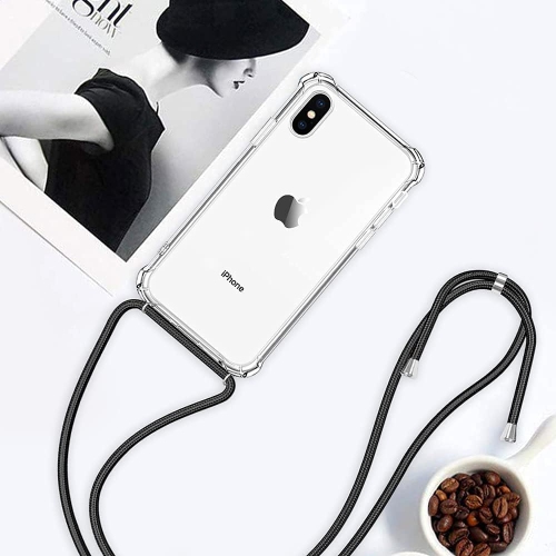 Crossbody Case for iPhone Xs,Phone Case for iPhone X, Clear Soft Slim TPU Shockproof Protective Cover