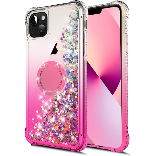 Pour étui iPhone 13, étui protecteur en TPUR liquide flottant scintillant coloré et mobile Bling