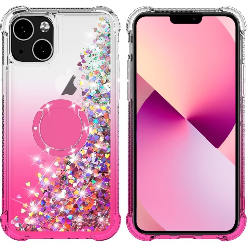 Pour étui iPhone 13, étui protecteur en TPUR liquide flottant scintillant coloré et mobile Bling