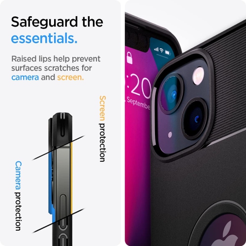 Rugged Armor Designed for iPhone 13 Case, [Air Cushion Technology] - Matte Black