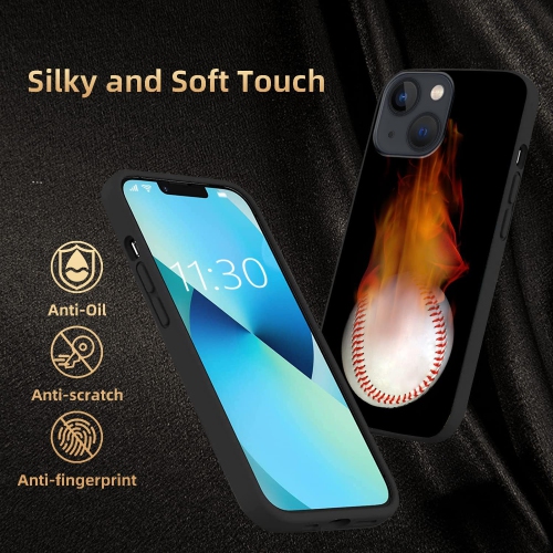 Étui pour téléphone compatible avec l'étui iPhone 13, motif baseball sur feu pour femme fille TPU souple