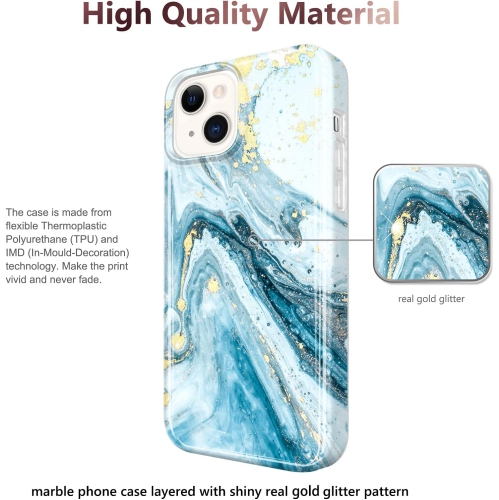 Compatible avec l'étui mince en polyuréthane thermoplastique doré scintillant marbré doré pour 13 de iPhone