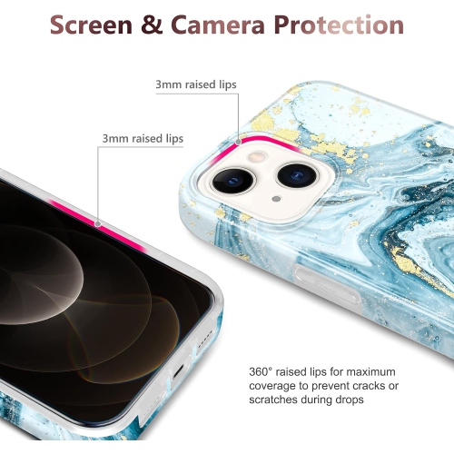 Compatible avec l'étui mince en polyuréthane thermoplastique doré scintillant marbré doré pour 13 de iPhone