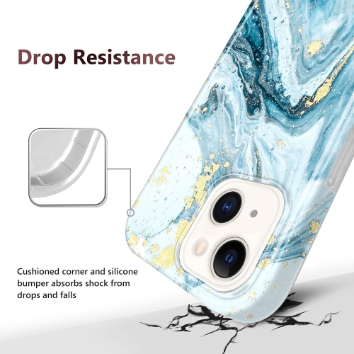 Compatible avec l'étui mince en polyuréthane thermoplastique doré scintillant marbré doré pour 13 de iPhone