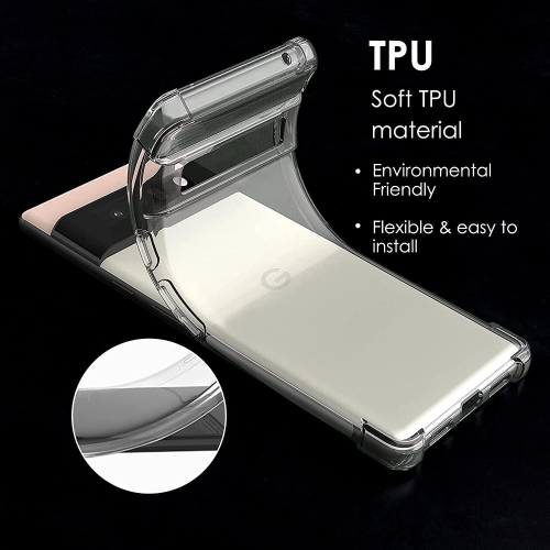 Étui souple antichoc transparent avec coins protecteurs pour Pixel 6 Pro de Google
